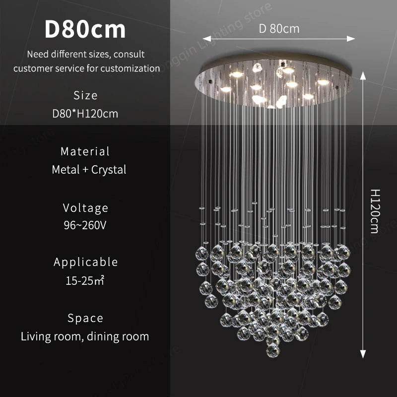 suspension lumineuse moderne cristal transparente argentée led 90 260v