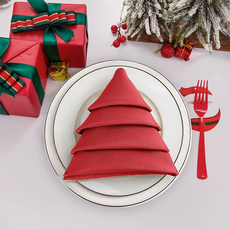 serviette table noël rouge vert coton décor cuisine salle manger pliable 40x40cm classique