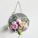 décoration murale suspendue bois blanc gris fleurs artificielles rustique chambre salon