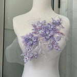applique textile fleurs brodées strass violet rose noir 30x21cm coudre écolomanuelfait