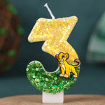 bougies numériques animales paillettes lion jaune vert anniversaire enfant festive
