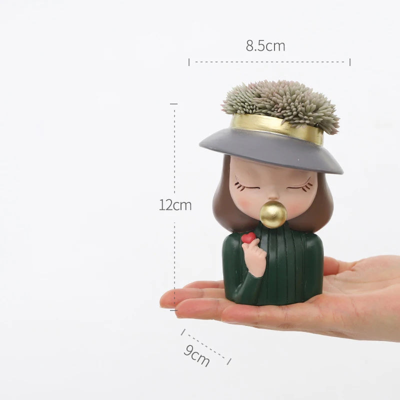 Jardinière résine fille avec trou de drainage