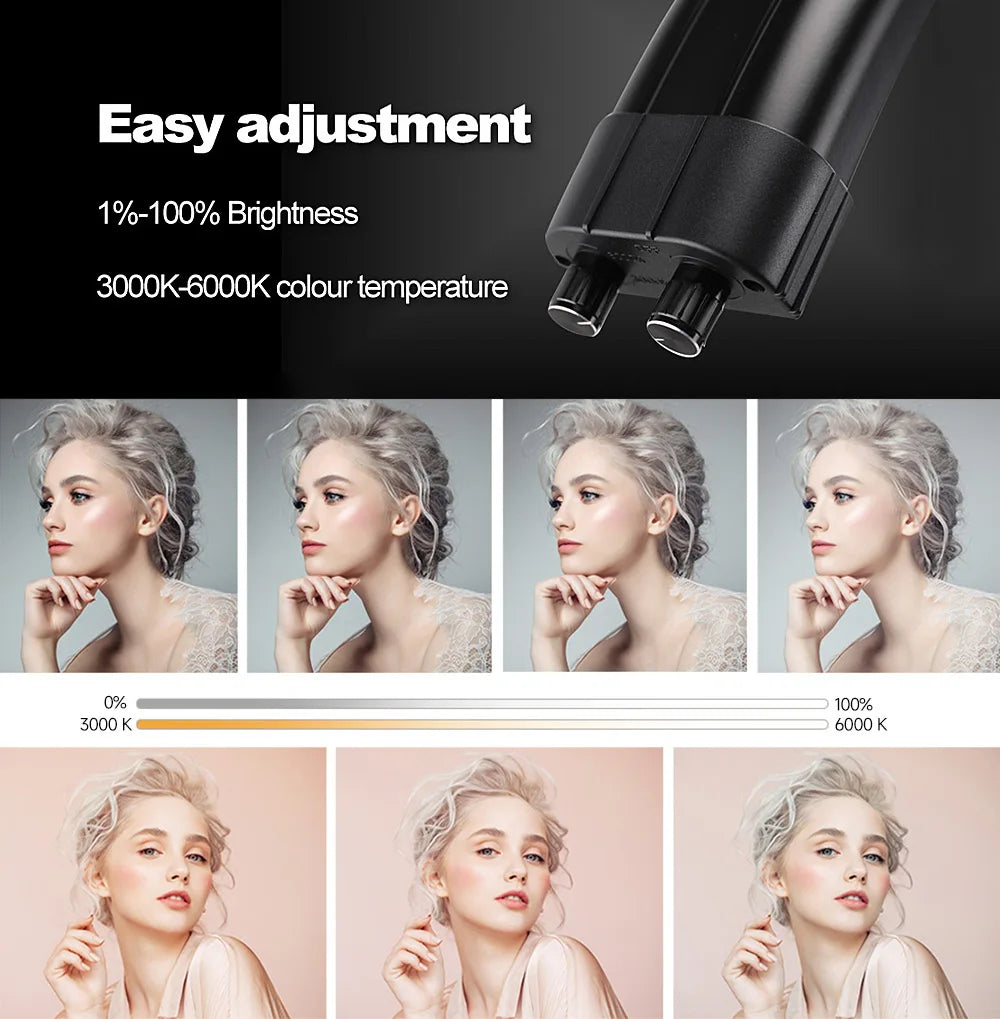 lampe led anneau bicolore noir blanc rose réglable clips moderne salon beauté extensions cils