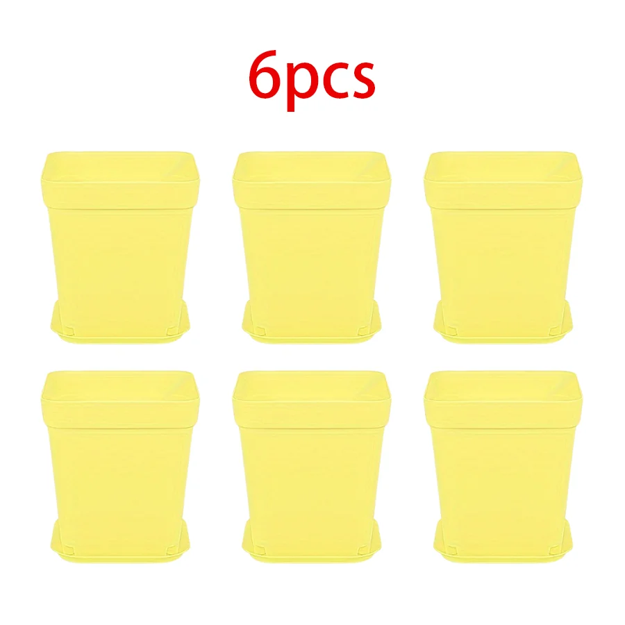 pots fleurs carrés multicolores plastique violet bleu jaune vert moderne adhésif 7cm 8cm 5cm