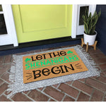 tapis d'entrée marron clair vert antidérapant humoristique trèfle lettrage shenanigans(begin)