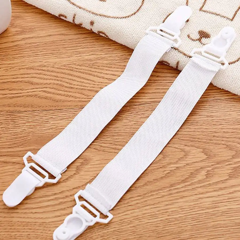 attaches drap lit blanc rayures horizontales clips polyester coton simple ménage pièces