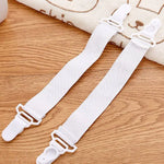 attaches drap lit blanc rayures horizontales clips polyester coton simple ménage pièces