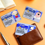 cartes d'identité personnalisées dessins animés adhésifs humour bleu blanc noir orageuses pochettes rangement