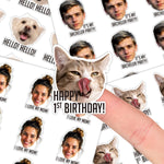 stickers personnalisables adhésifs blanc multicolore visages personnes chat textes moderne opacité unique