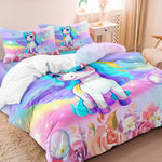 housse couette licorne arc ciel moderne enfant 100 polyester 200x200cm 229x229cm 264x225cm