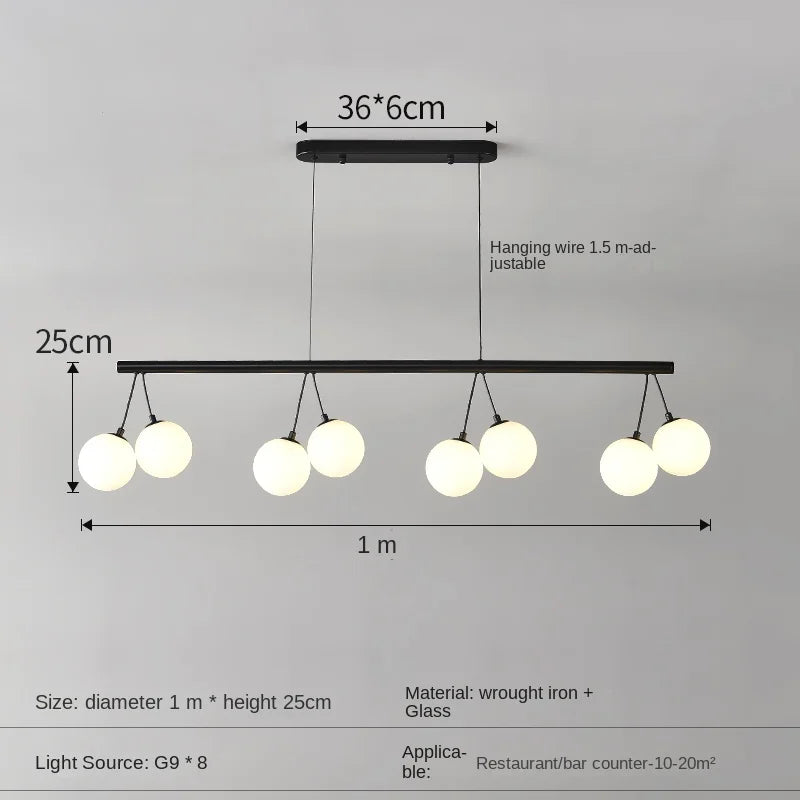 Suspension lumineuse moderne boules translucides cercle noir led blanc noir