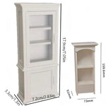 meuble miniature blanc classique maison poupée bibliothèque armoire porte transparente tiroir horloge livresDecoration intérieure