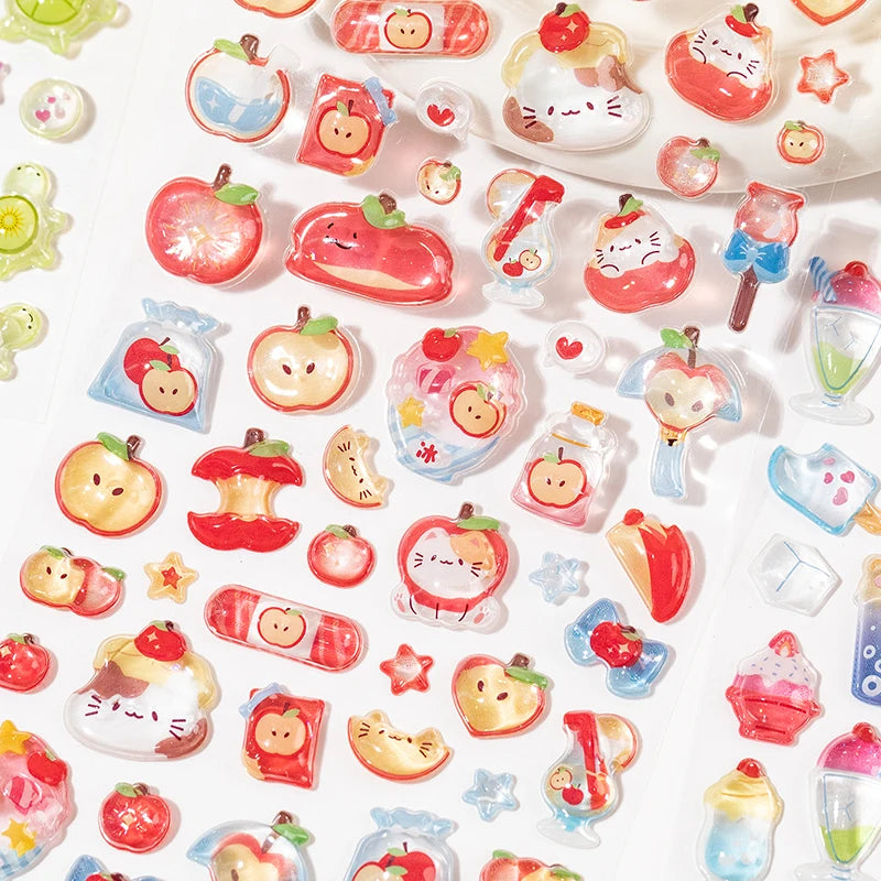 sticker 3d kawaii alimentaire animal multicolore bricolage scrapbooking coque téléphone cadre photo