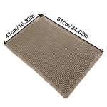 tapis bain moderne gris clair maille géométrique adhésif 43x61cm absorbant antidérapant franges salon