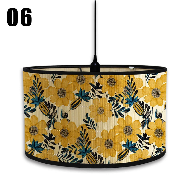 abat jour vintage bambou imprimé floral boho chic décoration maison art déco
