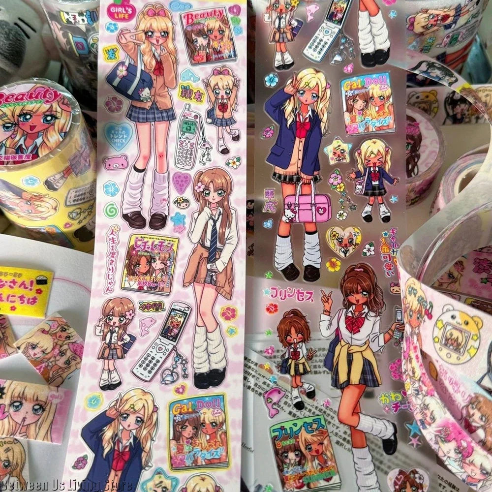 sticker kawaii multicolore dessins animés personnages accessoires floraux scrapbooking bricolage autocollant
