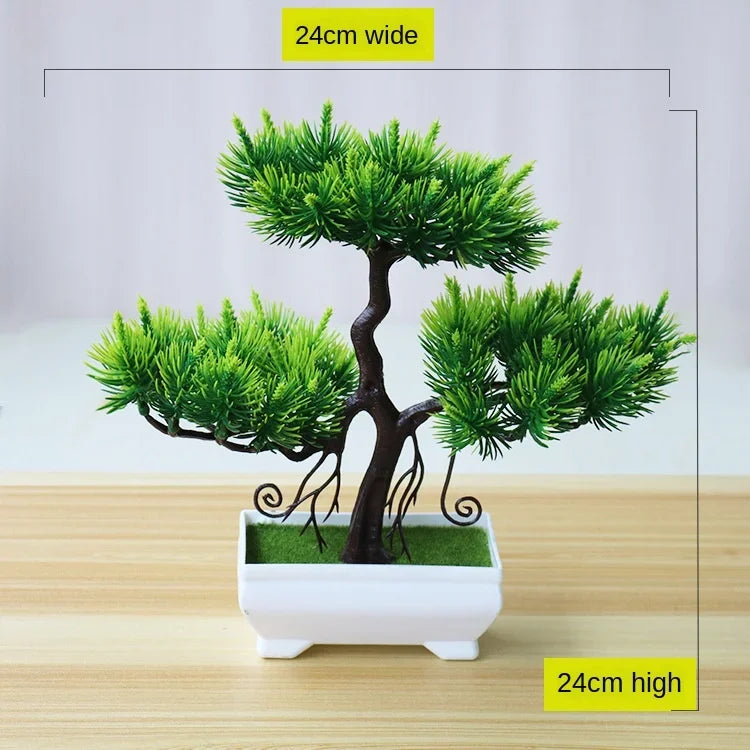 plante artificielle bonsaï miniature pot blanc décoration intérieur jardin maison vert