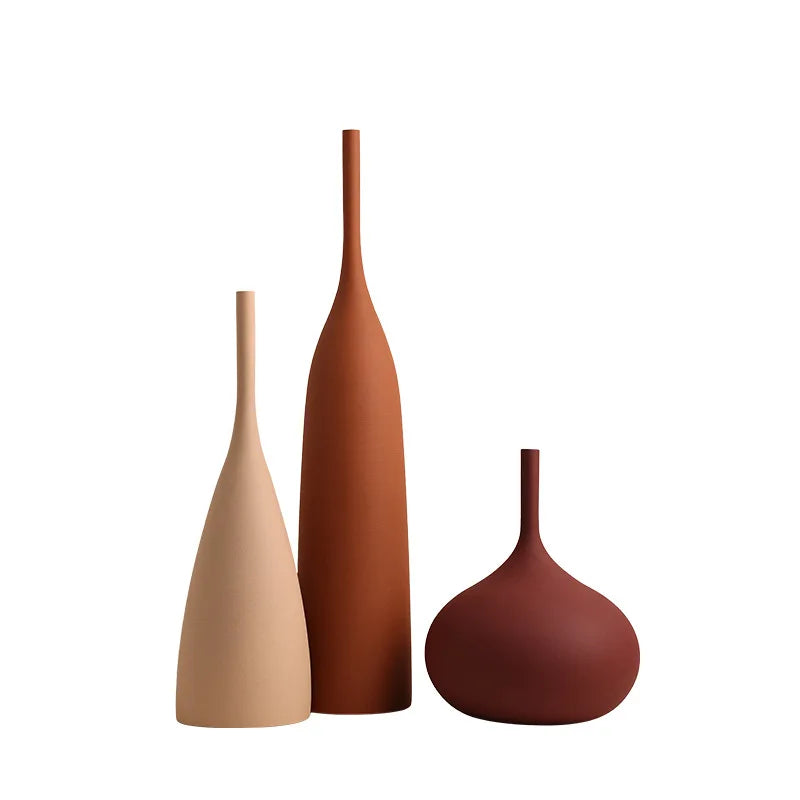 vases décoratifs céramique beige marron rouge minimaliste modernes scandinaves abstraits portaits bougies
