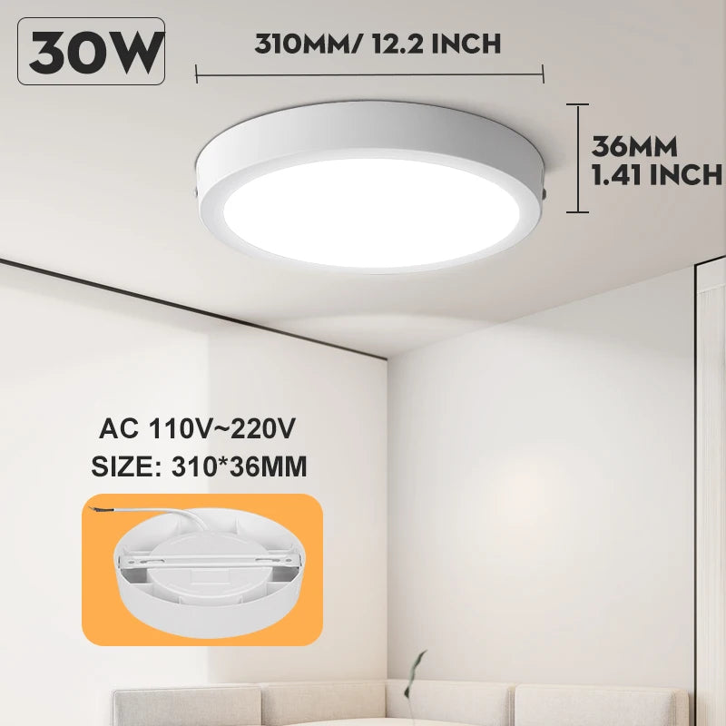 plaque lumière led moderne blanc rond surface montée éclairage quotidien 20w 90260v flux 200082000