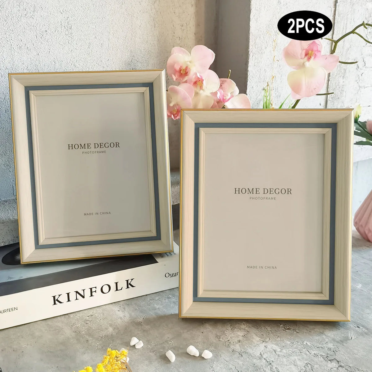 cadre photo 10x15cm 15x20cm 20x25cm beige gris clair doré classique mur table decoration