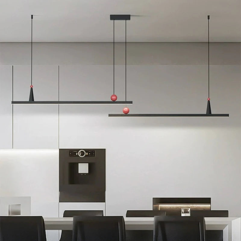 suspension lumineuse moderne minimaliste noir rouge rectangulaire lisse intérieur salon chambre