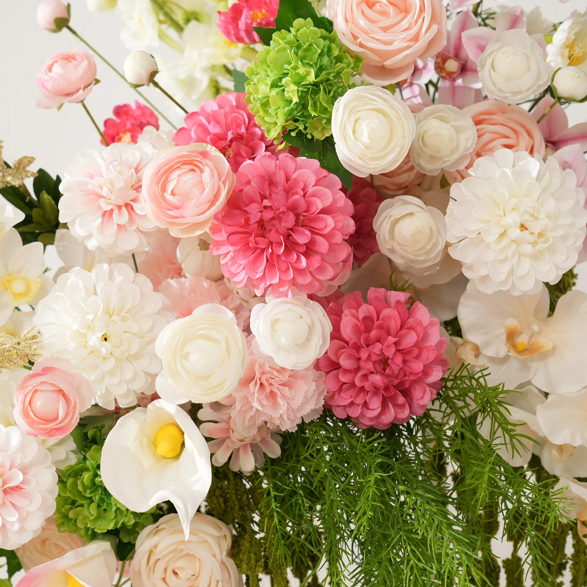 bouquets fleurs artificielles blanc rose vert bouquet feuillage classique décoration mariage anniversaire table extérieur