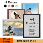 cadre photo bois naturel classique noir marron gris clair a4 maison décoration 21x29.7cm