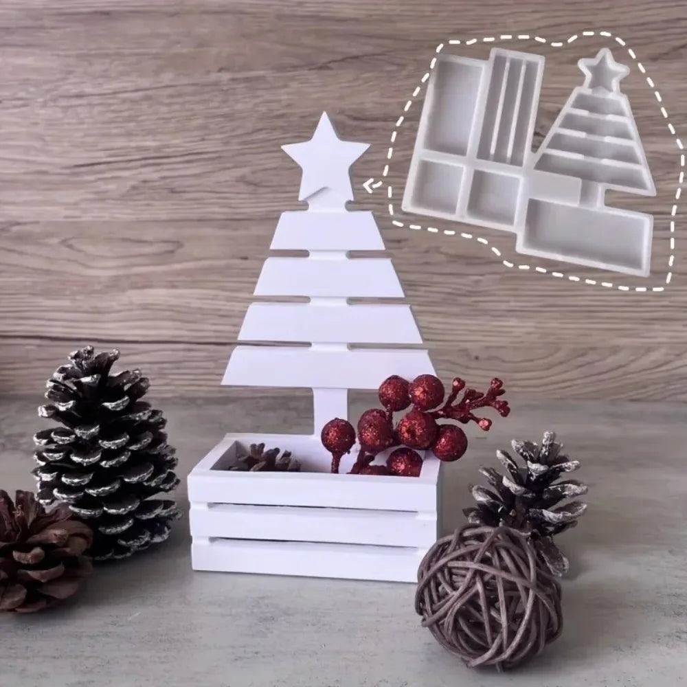 décoration noël sapin miniature silicone blanc étoile dorée boules rouges minimaliste