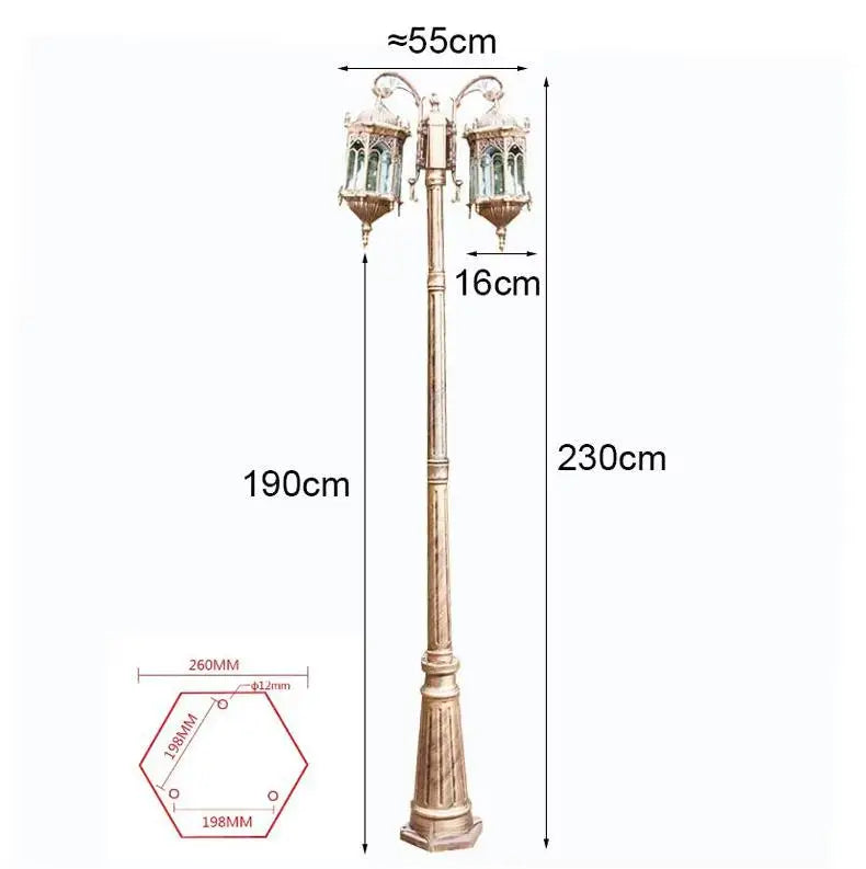 lampadaire classique vintage noir ornements métalliques verre translucide extérieur ip65 led 110 240v e27