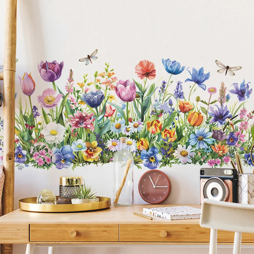 autocollants muraux fleurs colorées décoration moderne intérieur salon chambre résistants eau pvc autoadhésifs