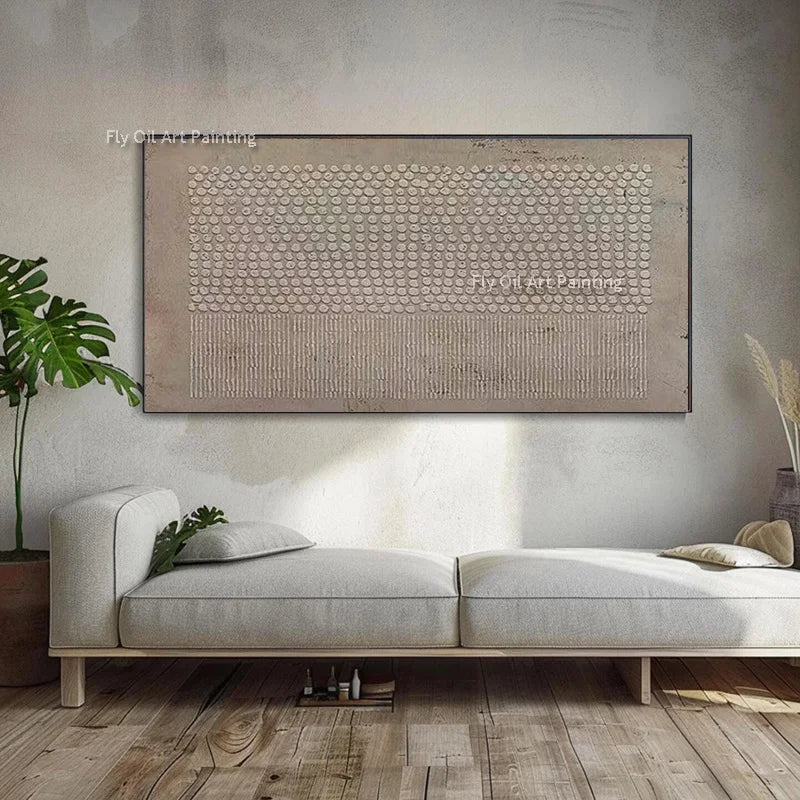 Peinture l'huile abstraite toile murale décorative salon art main lin horizontal moderne