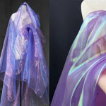 écharpe polyester holographique violet rose bleu verte moderne élégante translucide légèrement opaque