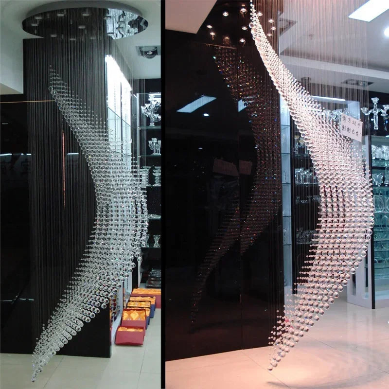 suspension lumineuse moderne cristal transparente haute 80cm 120cm 150cm 200cm 240cm 300cm