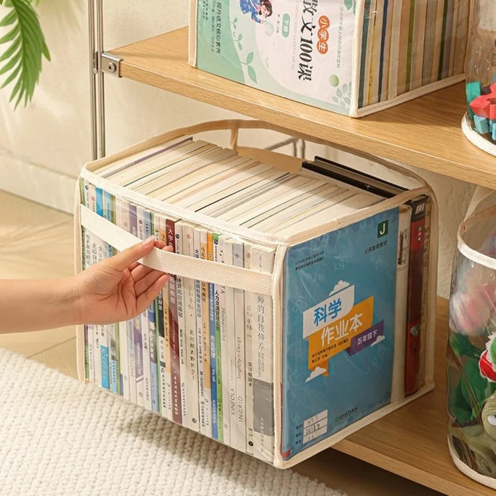boîtes rangement transparentes modernes réutilisables poignées beige toiles unies grandes capacités