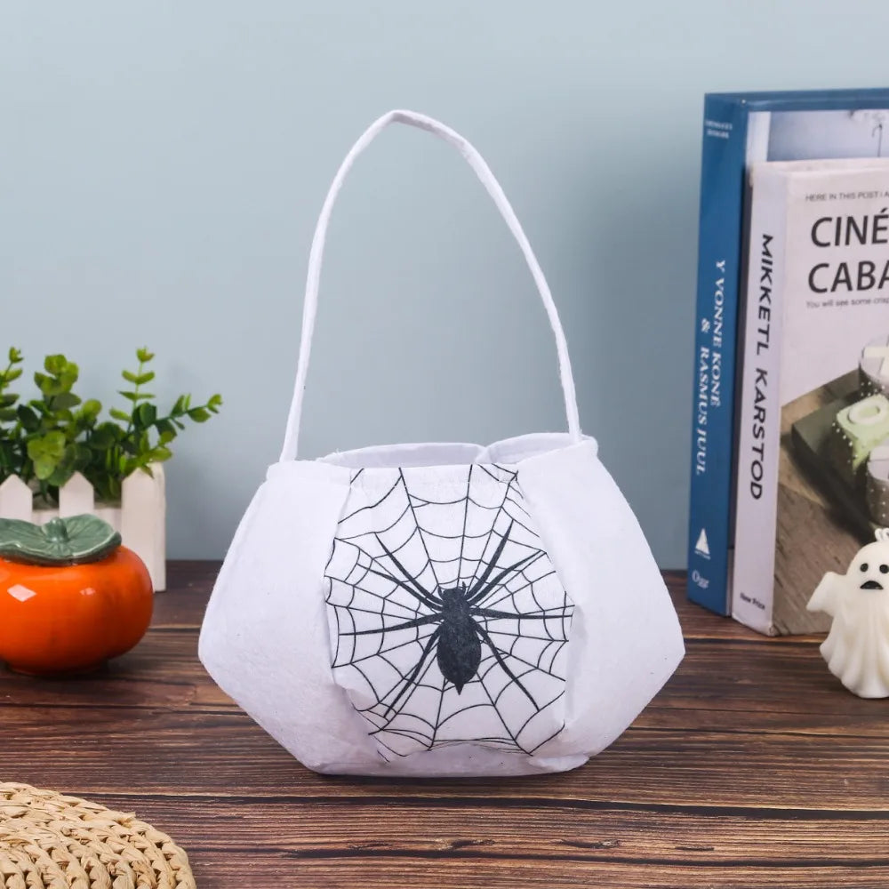 sac main halloween vison sac bonbons fantaisie visage citrouille noir uni