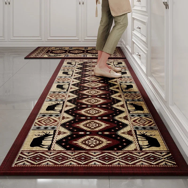 tapis cuisine moderne gris noir blanc rayures horizontales antidérapant lavable sol maison
