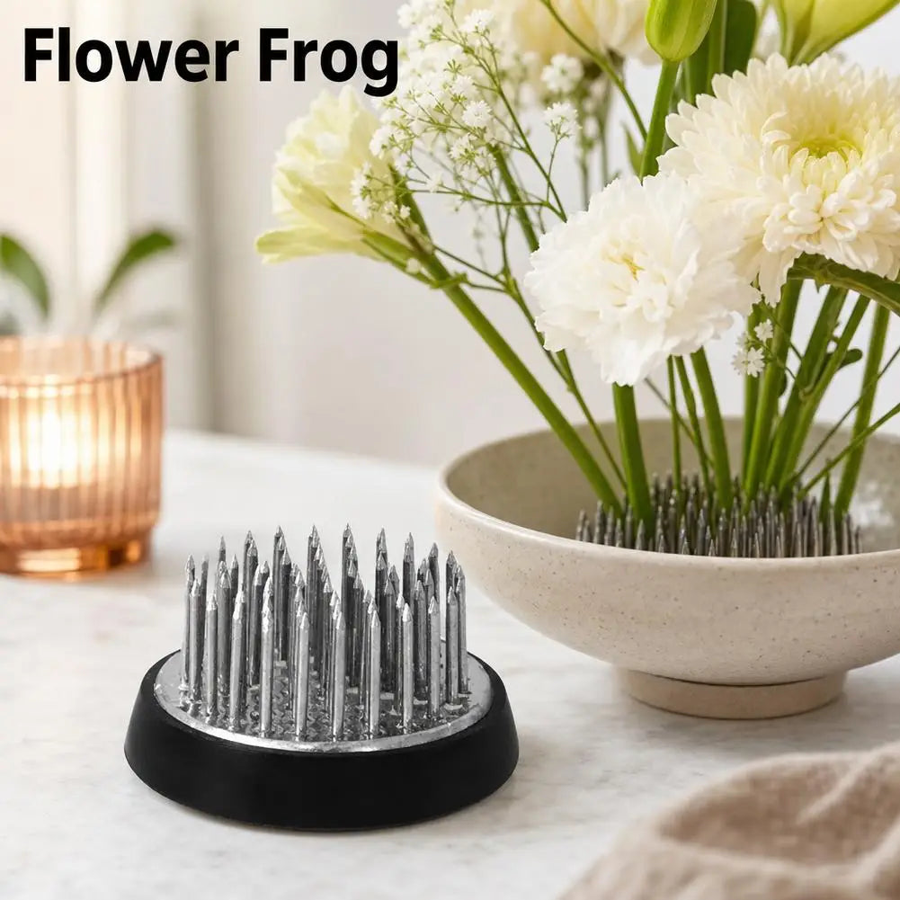 support floral argent noir moderne adhésif pointu rond fixe arrangement vase