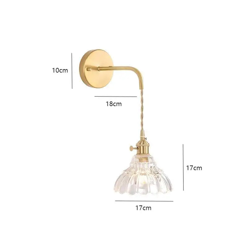 Lampe mur verte striée finition dorée vintage interrupteur on off