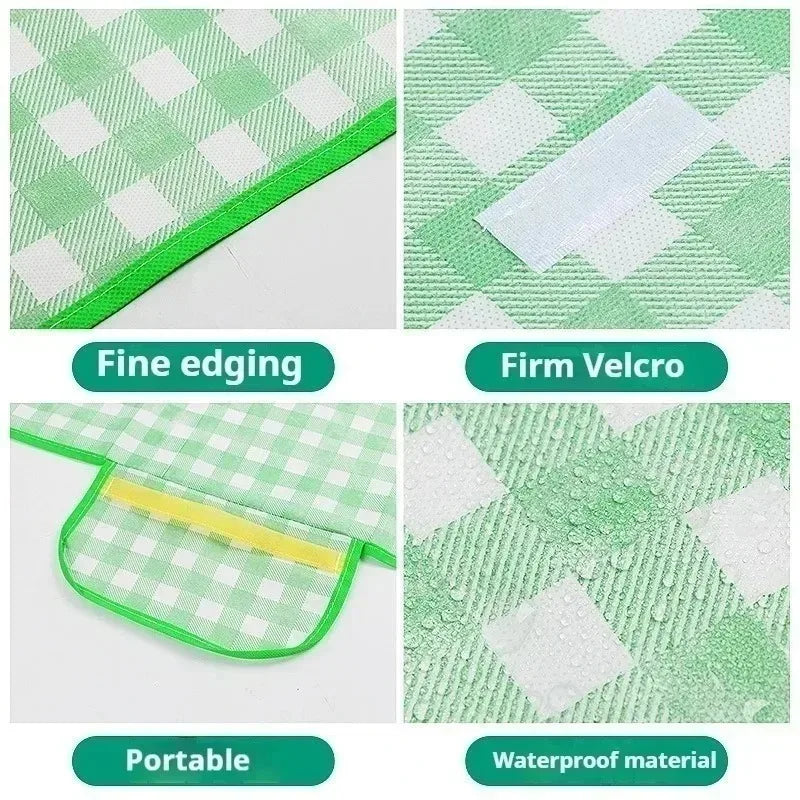serviette pique nique jaune carreaux moderne portable velcro sac rangement
