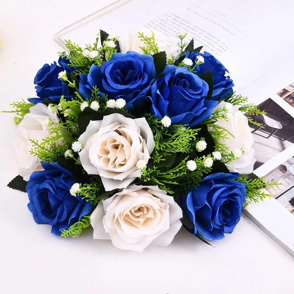 décoration mariage bouquet roses artificielles feuilles vertes anniversaire baby shower intérieur classique blanc rose