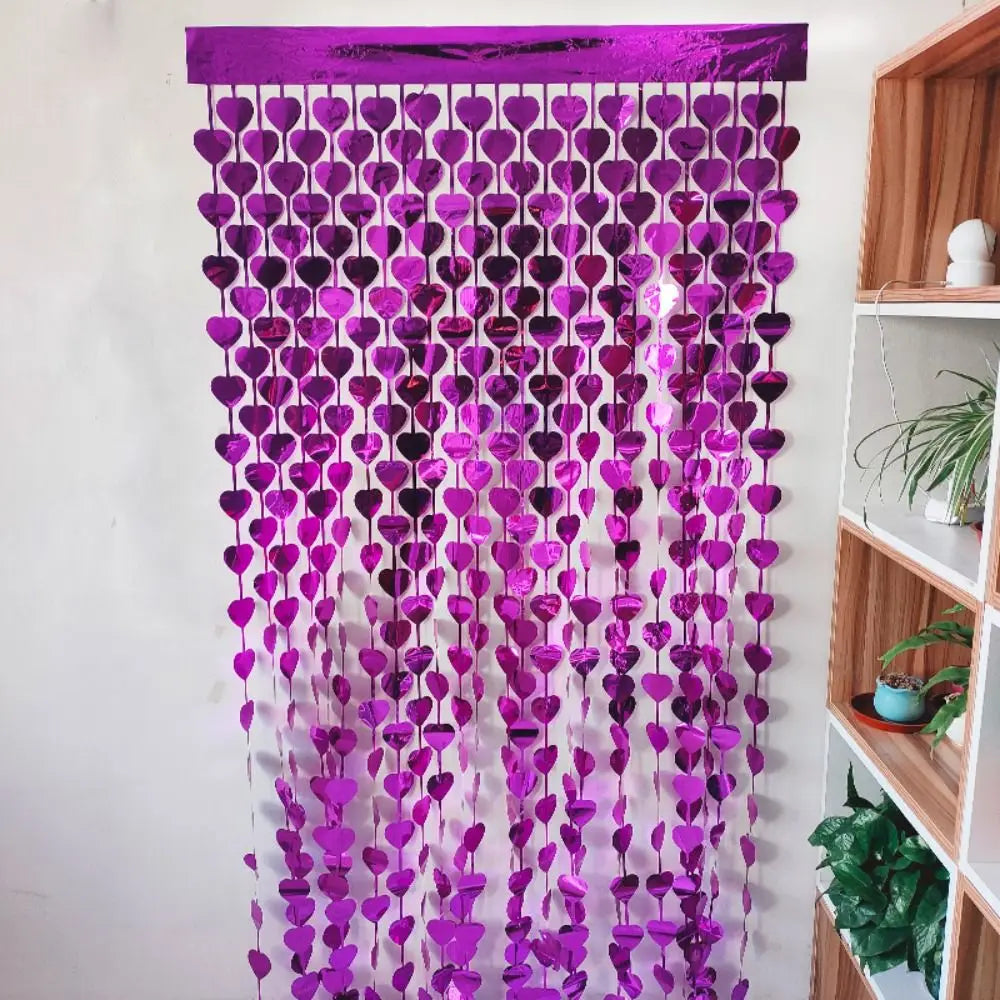 rideau porte coeurs rose noir violet moderne 1m 2m fete decoration