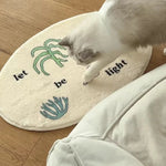 tapis ovale moderne imprimé lettres tasses salle bain intérieur beige clair anti salissure imperméable
