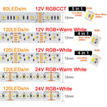 ruban led flexible rgbww rgbw rgbcct 12v 24v 60 108 120 leds adhésif moderne