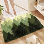 tapis bain doux antidérapant clips motif fleurs feuilles salle bain