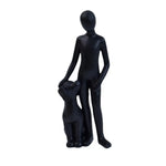 statue chien animal compagnie moderne résine polie gris granulé décoration
