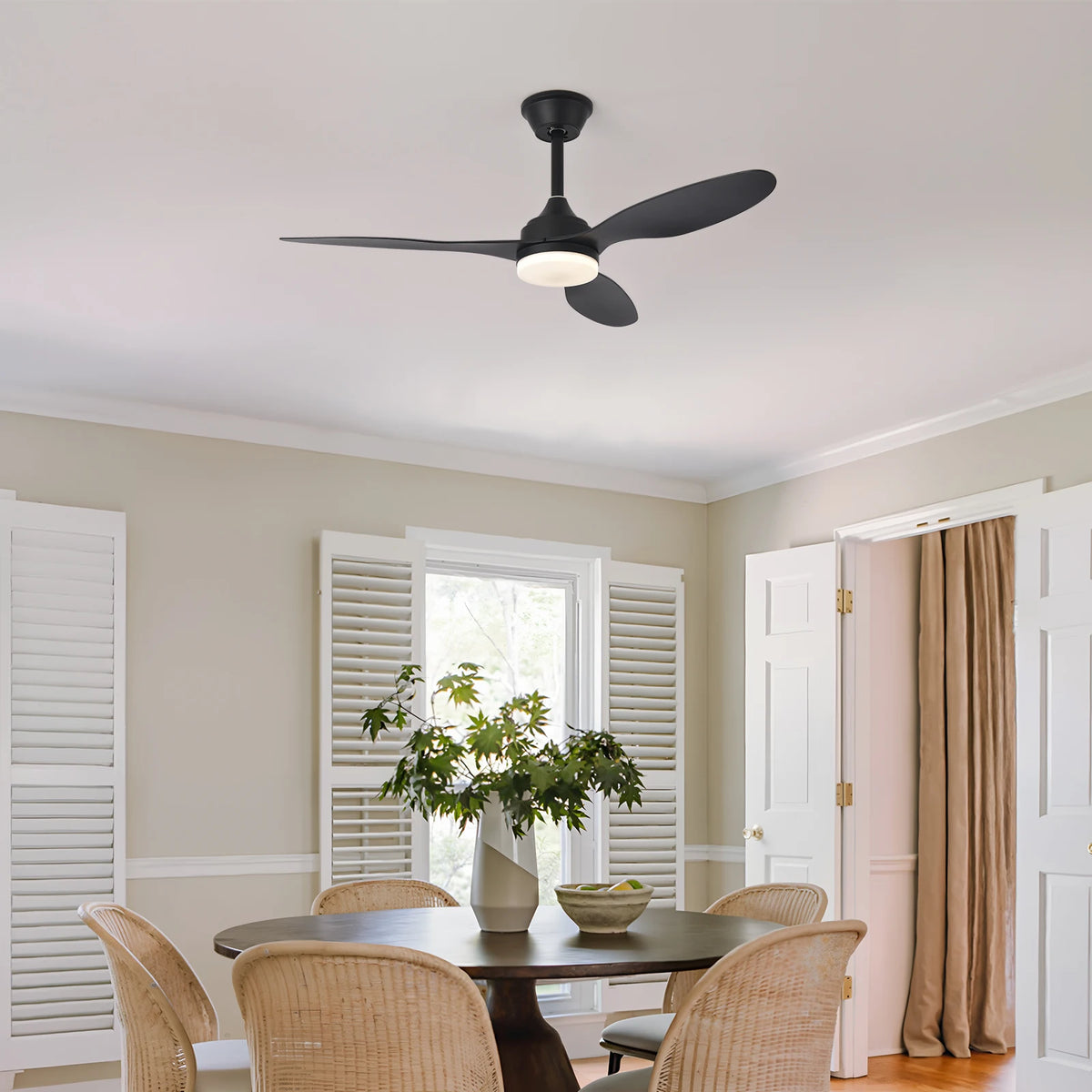 ventilateur led lumière télécommande blanc noir marron moderne traditionnelintérieurextérieur
