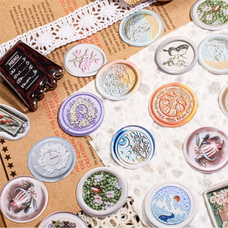 timbres poste multicolores motifs floraux vintage opacité 30 pcs enveloppe transparente