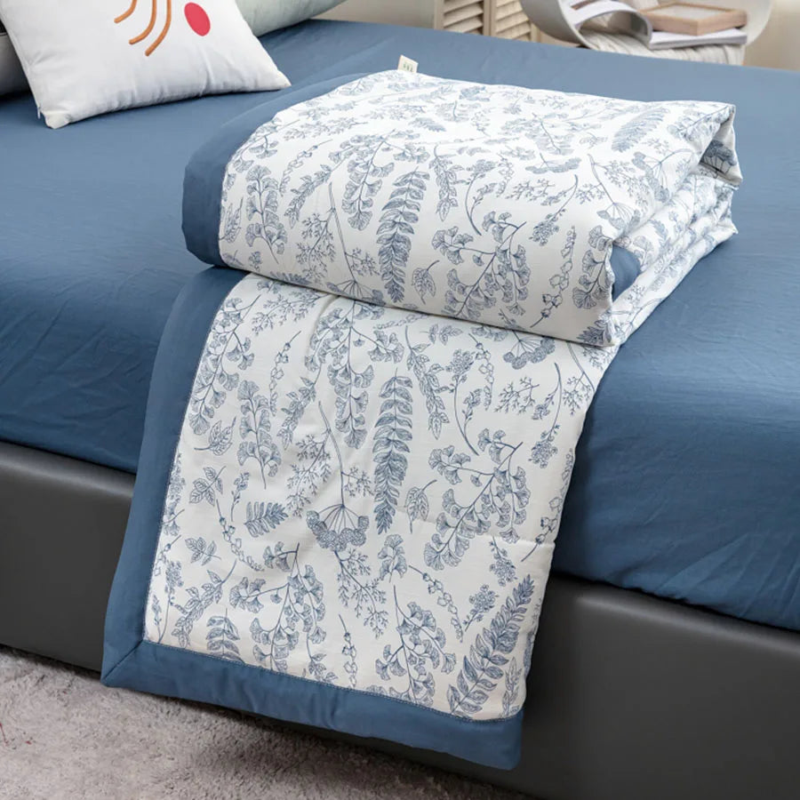 couverture été imprimée motif floral moderne 100 polyestère lavage facile verte adultes