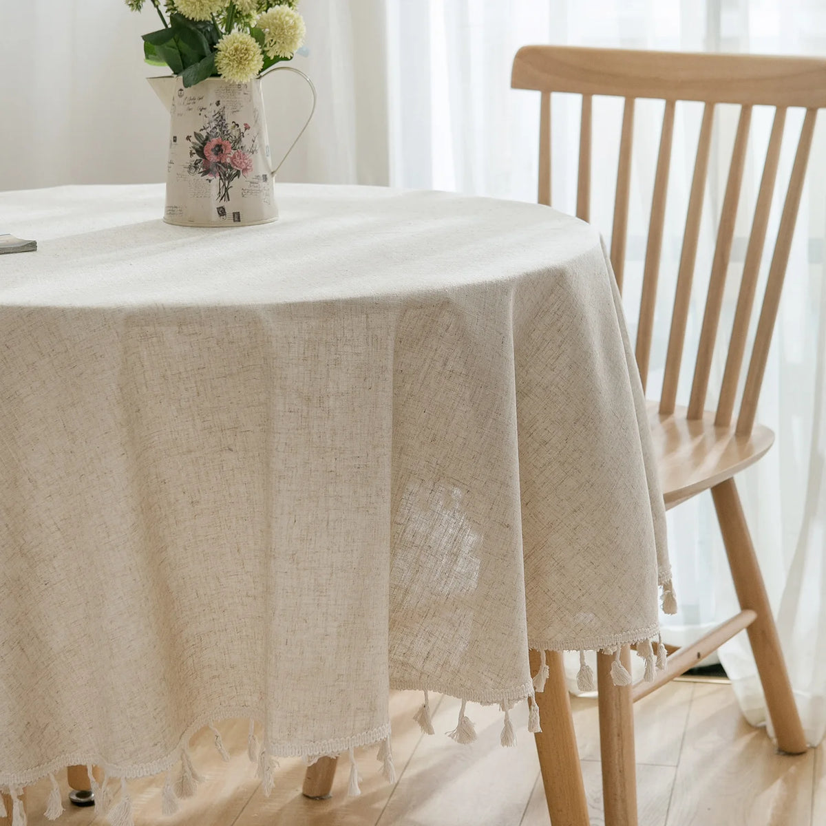 nappe table lin naturelle rustique beige anti froisse extérieure mariage fêtes halloween pâques