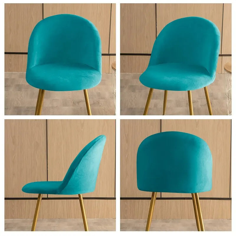 chaise moderne velours rose pâle vert foncé beige gris bleu turquoise pieds dorés assise